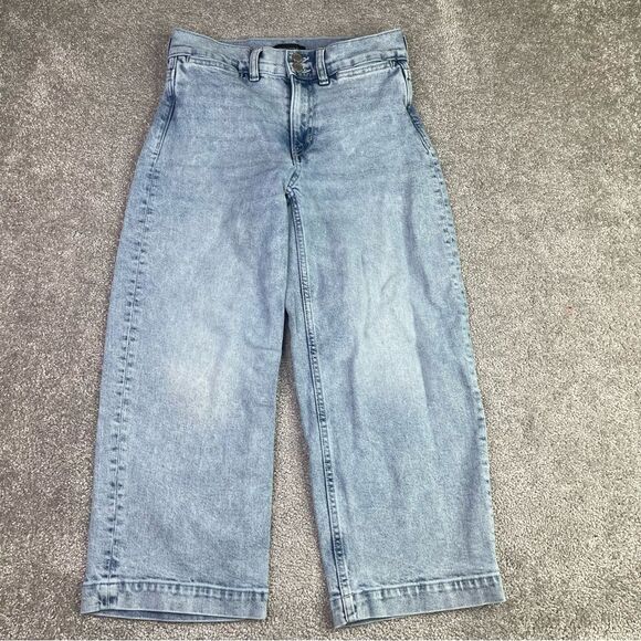 Banana Republic Jeans Women’s 26 Short Blue Cropped Wide Leg High Rise Denim - Picture 1 of 12